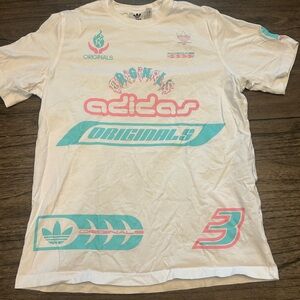Adidas Originals White and Teal Graphic Tee
